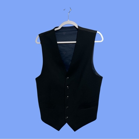 Men’s Warehouse Black Dress Pants + No Altered 32 x 30 and No Brand Vest M 2PC - Picture 6 of 9